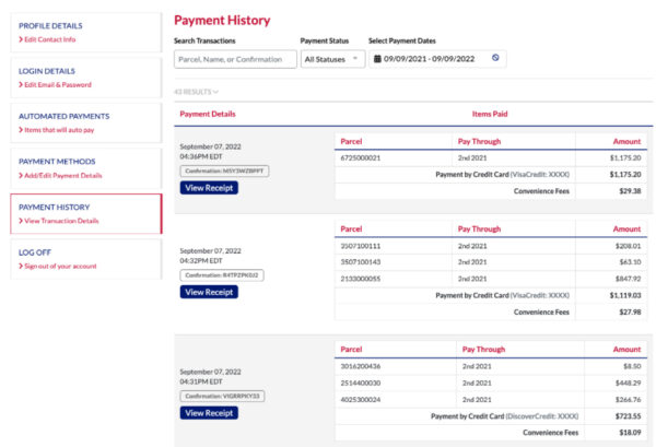 Payment History (For Payers)