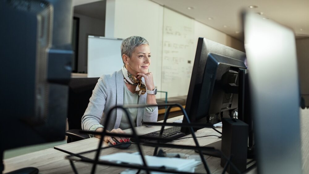 woman on computer
